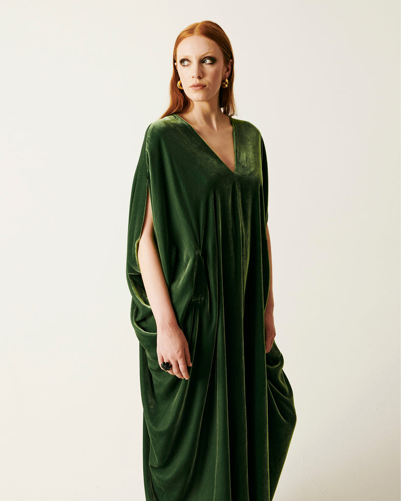 Selene caftan green velvet