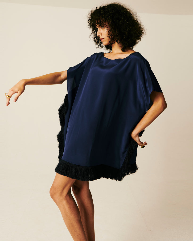 Vito caftan indigo front