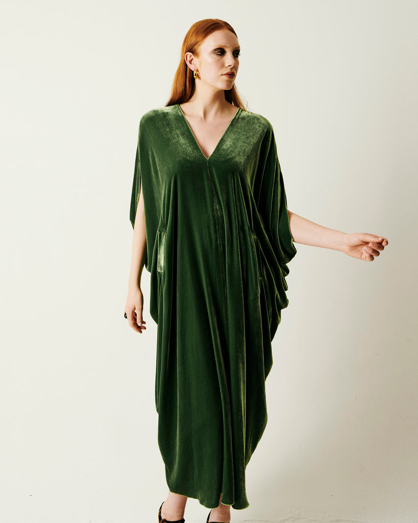 Selene caftan green velvet