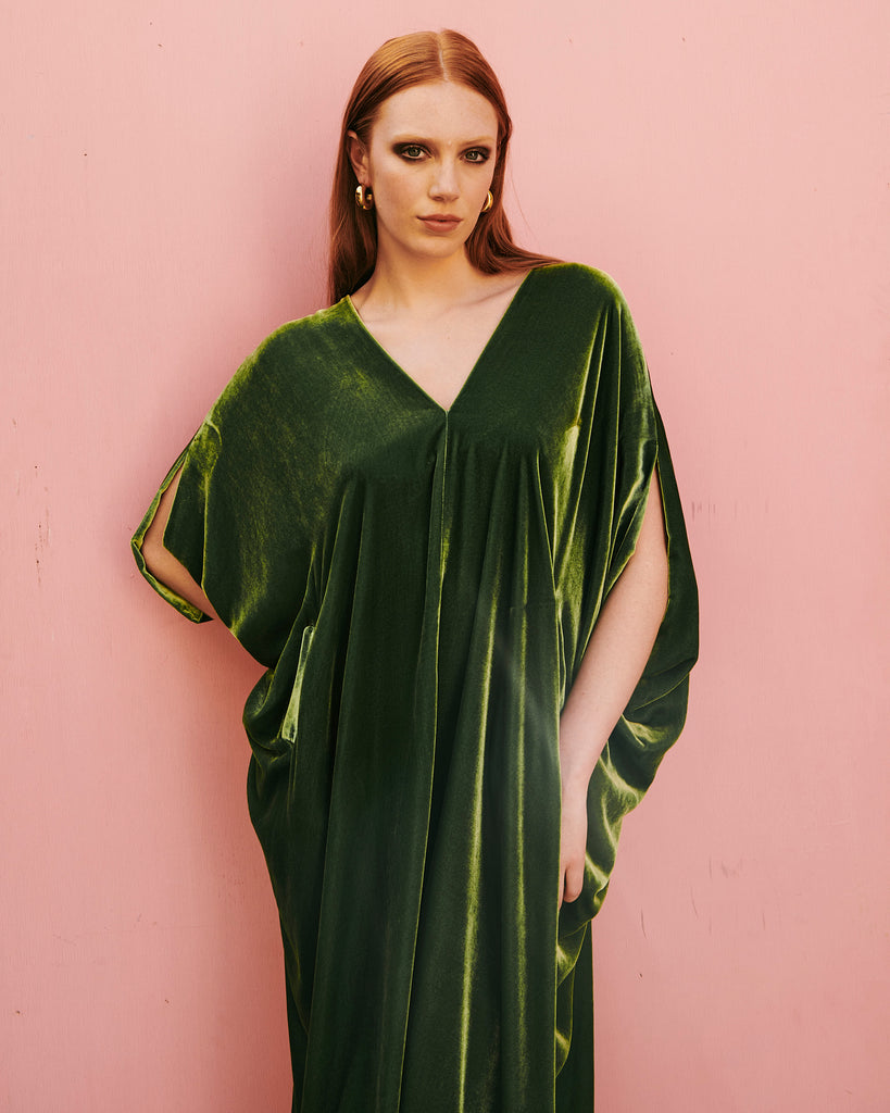 Selene caftan green velvet