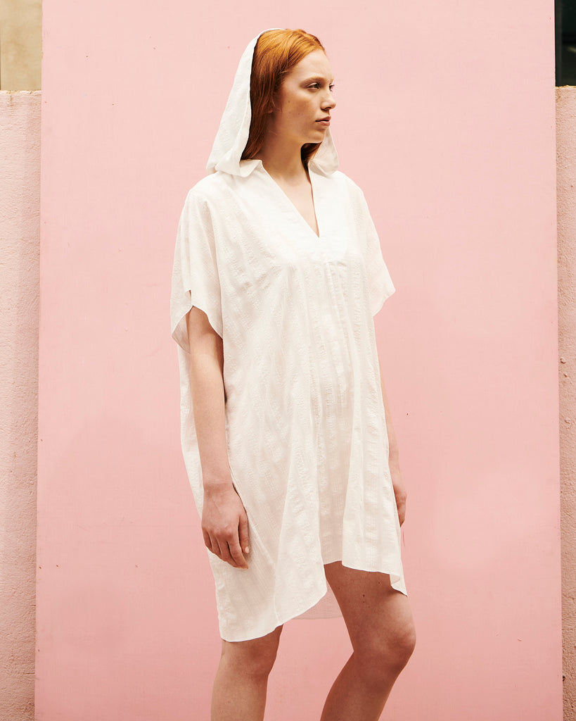 White poplin Capri caftan