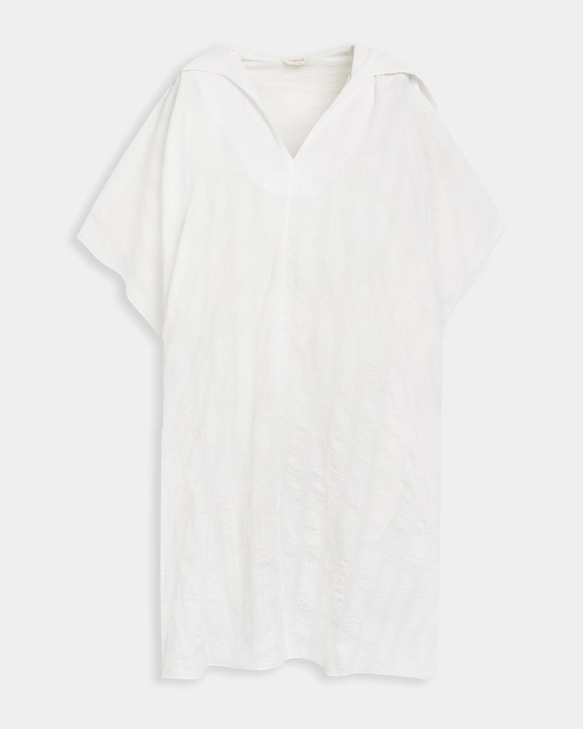 White poplin Capri caftan front