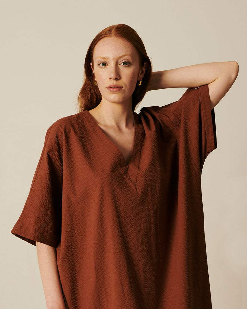 Mona long caftan in tan