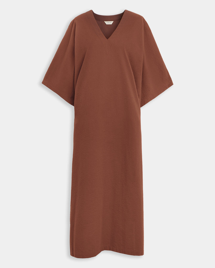 Mona long caftan in tan front